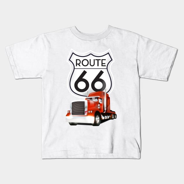 Big Rig Route 66 Kids T-Shirt by nickemporium1